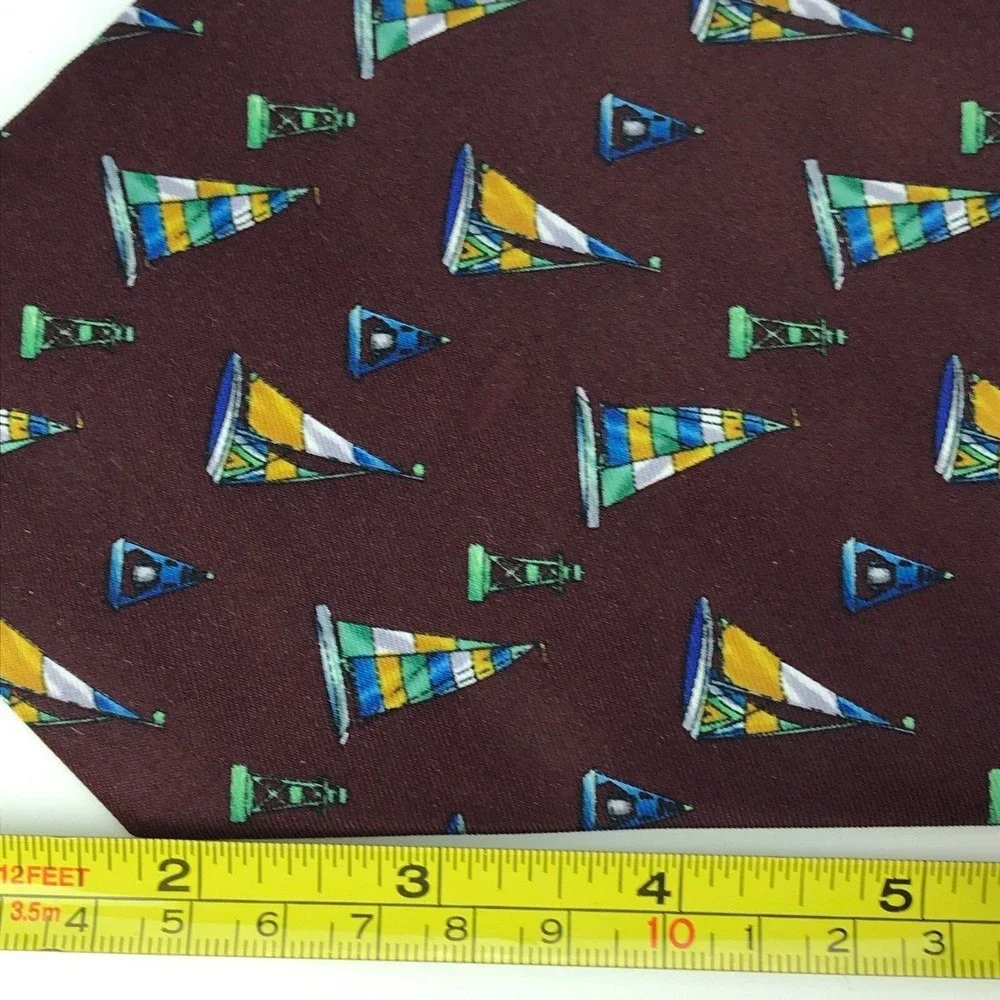 Utopia Men's Tie Handmade Burgundy Sailboat Boat Nautical Novelty Necktie 57